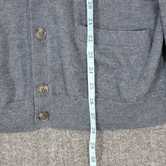 Gap Sweater Mens XL Gray Heather 100% Extra Fine Merino Wool V Neck Cardigan - Picture 4 of 13